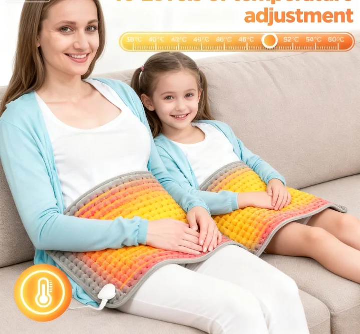 Temperature Adjustable Electric Heating Pad - Fast Heating Pain Relief For Back/neck/shoulder