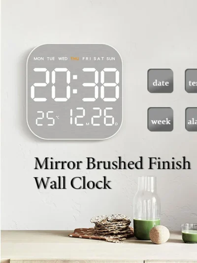 Mirror Brushed Finish Wall Clock Premium Feel Silent Wall Clock Table Alarm Clock
