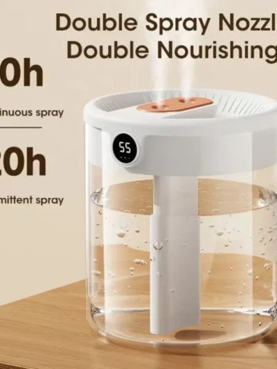 New 2L Double Spray Humidifier Atomizer Usb Large Capacity Home Mute Bedroom Office Night Light Digital Display Humidifier