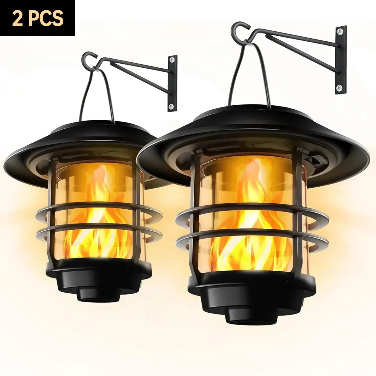 1pcs Solar Hanging Lantern Outdoor Flickering Flames Waterproof Heavy Glass Stainless Solar Outdoor Light for Wall Fence Patio P - Image 8