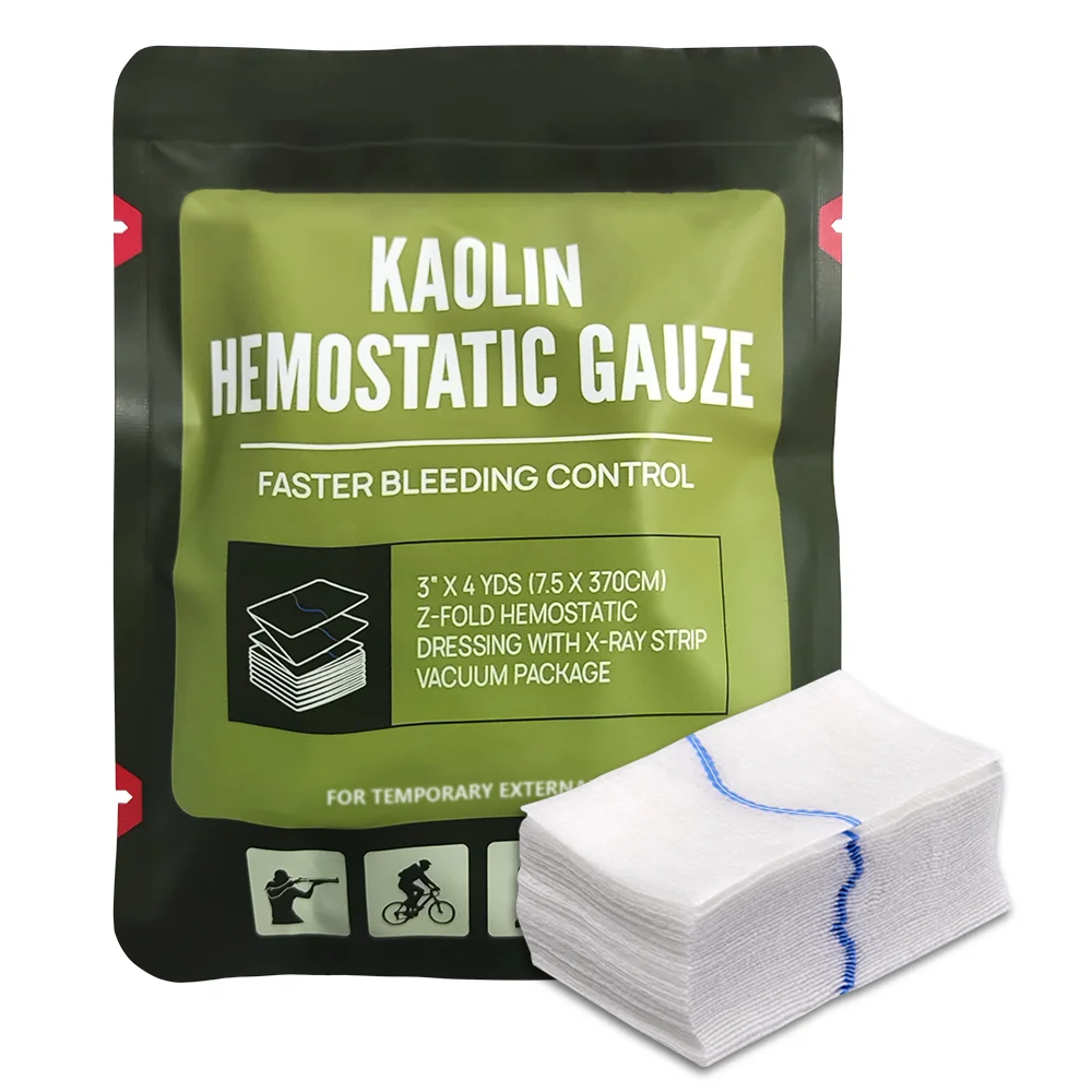 Hemostatic Kaolin Gauze Combat Emergency Trauma Z-Fold Soluble For Ifak Tactical First Aid Kit Wound Dressing - Image 2