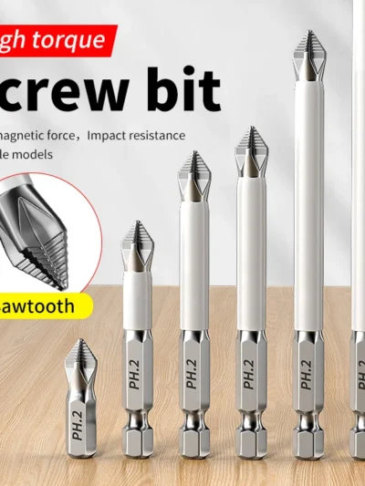 6 PCs Non-Slip Magnetic Cross Head Household Electric Driver Screw Set - High Hardness Hand Drill Bits for Electric Screwdrivers
