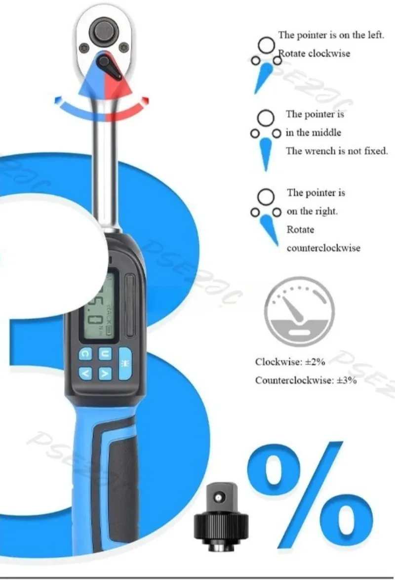 ± 2% High-precision Interchangeable Head Digital Torque Wrench Preset Torque Ratchet Wrench Four Mode Conversion - Image 16