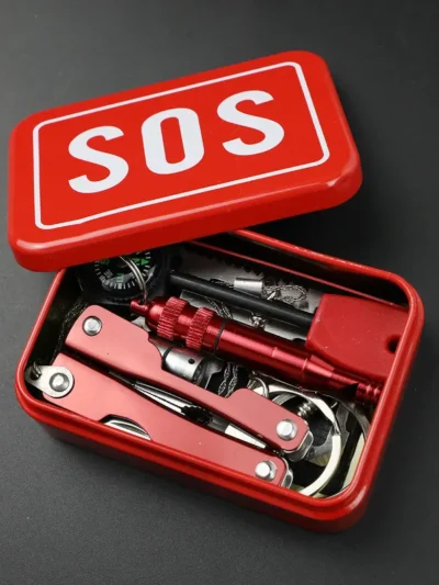 Multi Functional Portable Outdoor Equipment Wild Survival Tool Set Emergency Kit SOS Survival Kit Survival Set Durable Iron Box