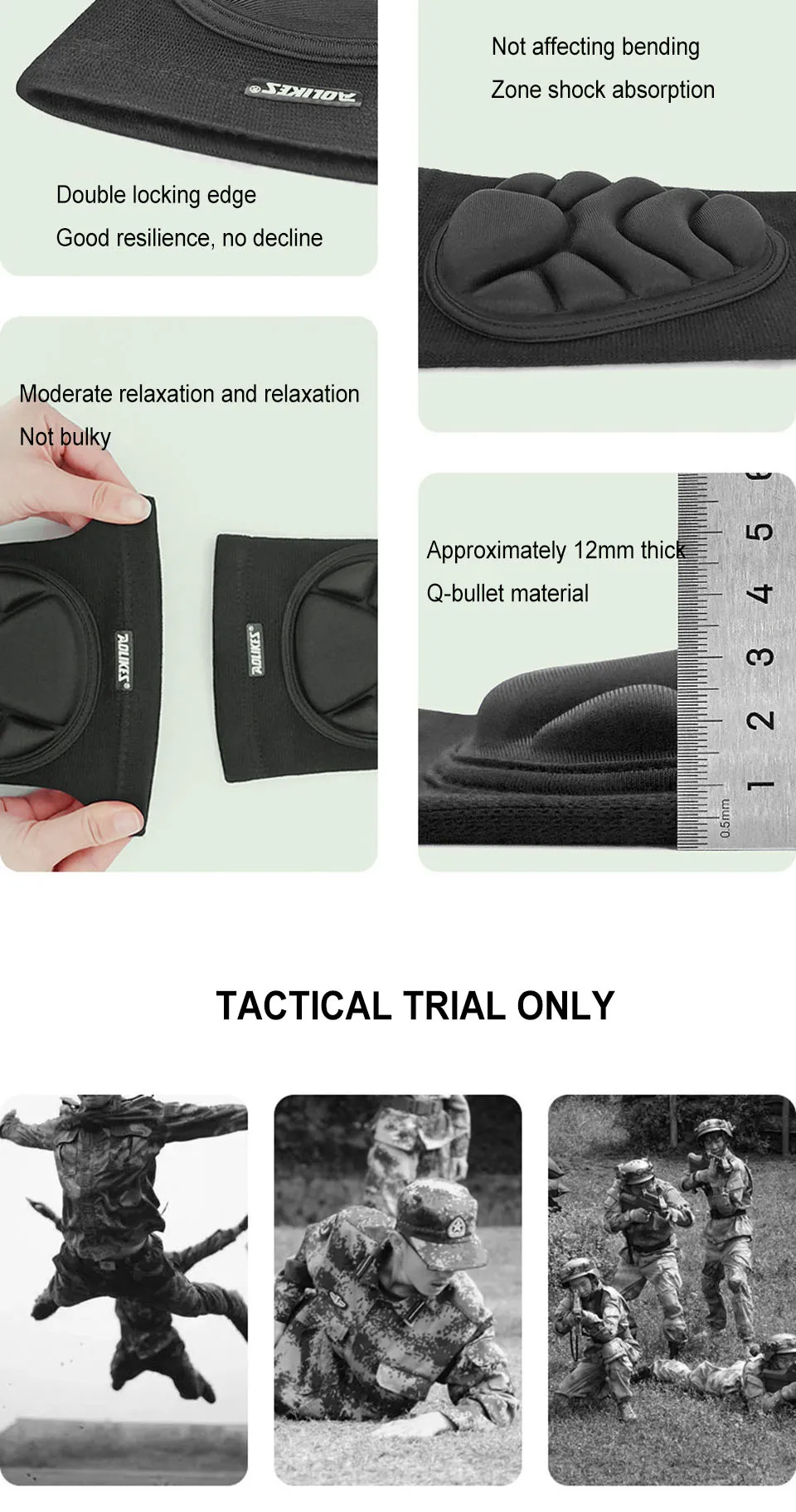 AOLIKES 1 Pair Knee Pads, Anti-Slip Collision Avoidance Kneepads with Thick EVA Foam - Image 8