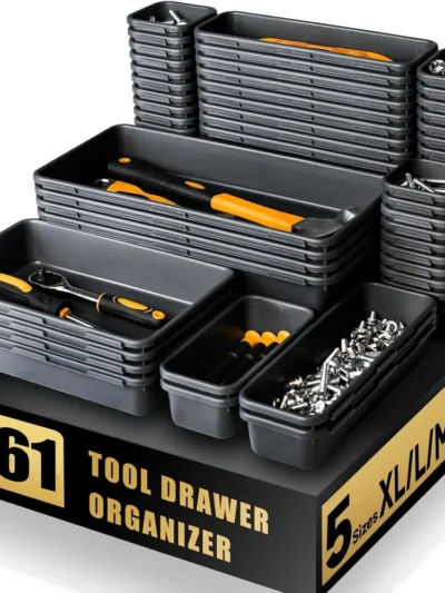 61/45/34/24/9PCS Desk Drawer Organizers 5 Size Interlocking Shallow Tool Organizer Tray Dividers Toolbox Storage Bins Container