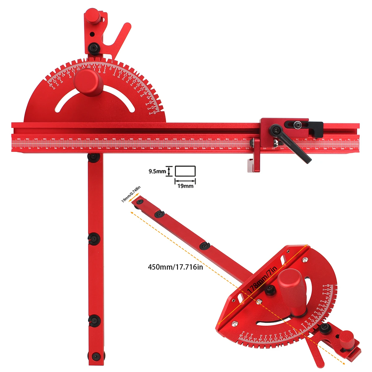 1 Set Miter Gauge And 400MM Fence With Track Stop Sawing Assembly Angle Ruler for Table Saw Router - Image 3