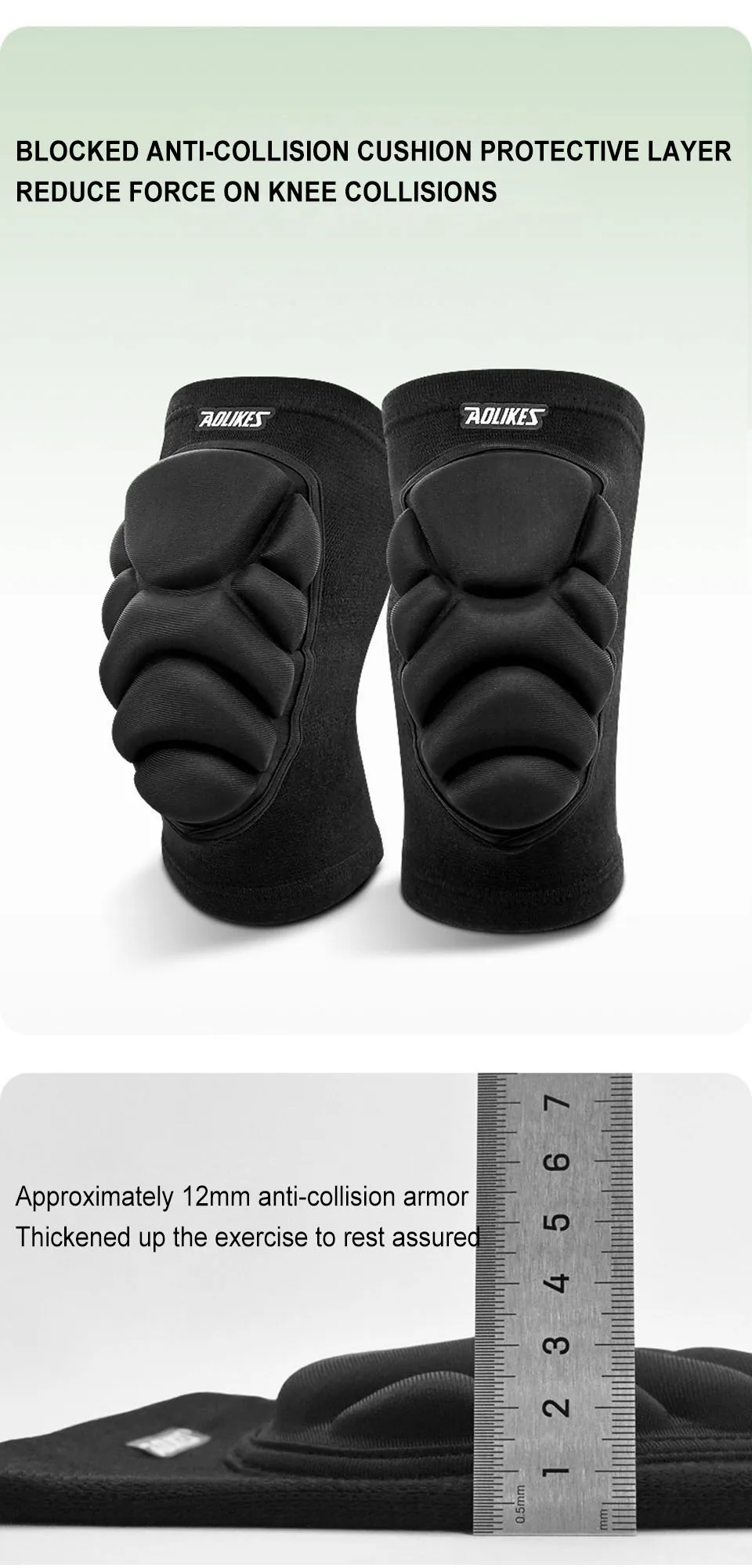 AOLIKES 1 Pair Knee Pads, Anti-Slip Collision Avoidance Kneepads with Thick EVA Foam - Image 10