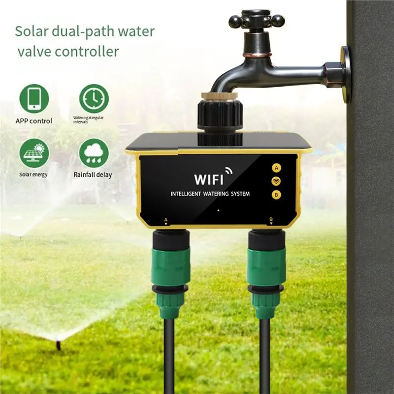 2025 Trend Garden Watering Tool Solar Irrigation Timer Tuya Wifi Smart Automatic Control Outdoor Water Timer System - Image 2
