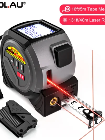 3-In-1 Laser Rangefinder 5m Tape Measure 60M/196Ft / 40M/131Ft Handheld Laser Meter Measuring Tool Cross Line Laser