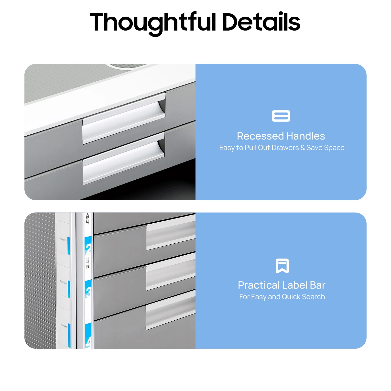 File Storage Cabinet with Lockable Drawers, File Cabinet with 4 Drawers, Document Storage Box for Offices 12.4*13.8*11.7 Inches - Image 5
