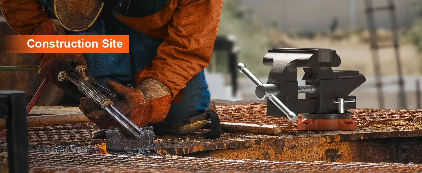 SucceBuy Bench Vise 4.5" 6" 6.5" Multipurpose, Swivel Base & Anvil Heavy Duty Cast Iron - Image 20