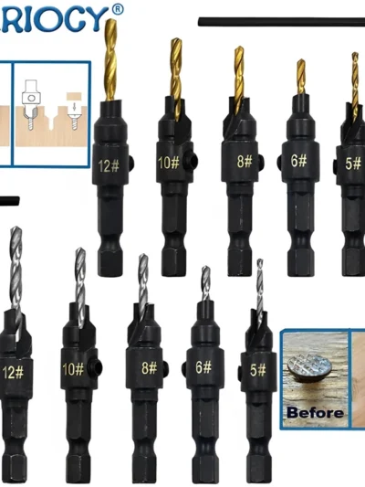 5pcs Countersink Drill Woodworking Drill Bit Set Drilling Pilot Holes for Screw Sizes #5 #6 #8 #10 #12 Cutter Screw Hole Drill