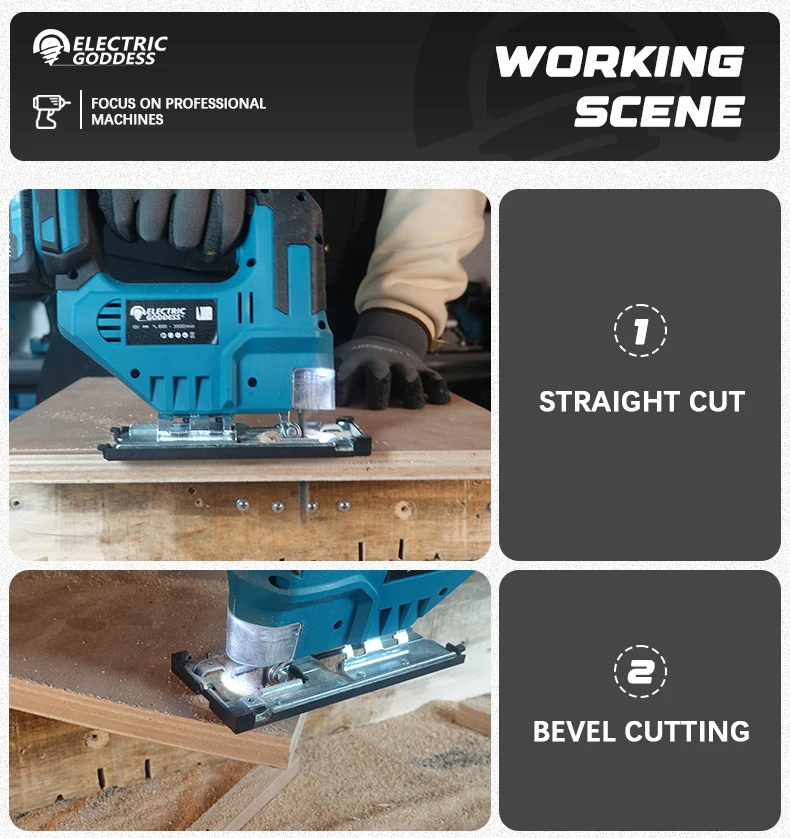 EG 3500RPM Cordless Electric Curved Saw 750W Rechargeable Electric Jig Saw Woodworking Cutting Power Tool for Makita 18V Battery - Image 21