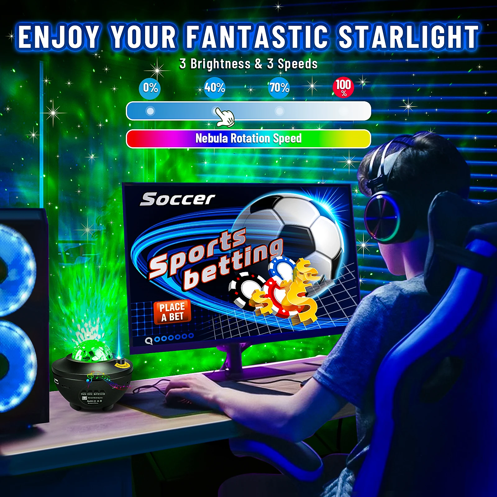 Starry Projector Galaxy Night Light Child Bluetooth USB Music Player Star NightLight Romantic Ocean Projector - Image 5