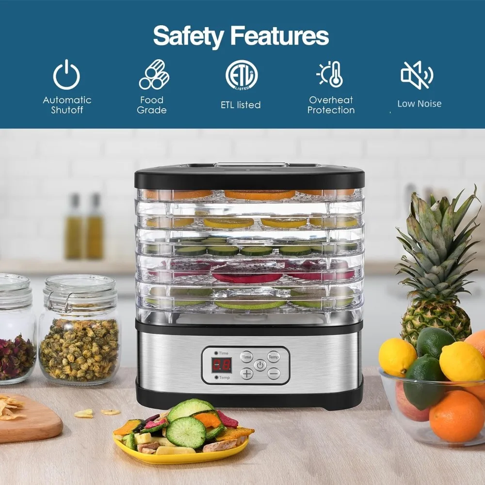 Food Dehydrator Machine Adjustable Temperature Timer 5 Trays for Fruit Jerky Herbs - Image 6