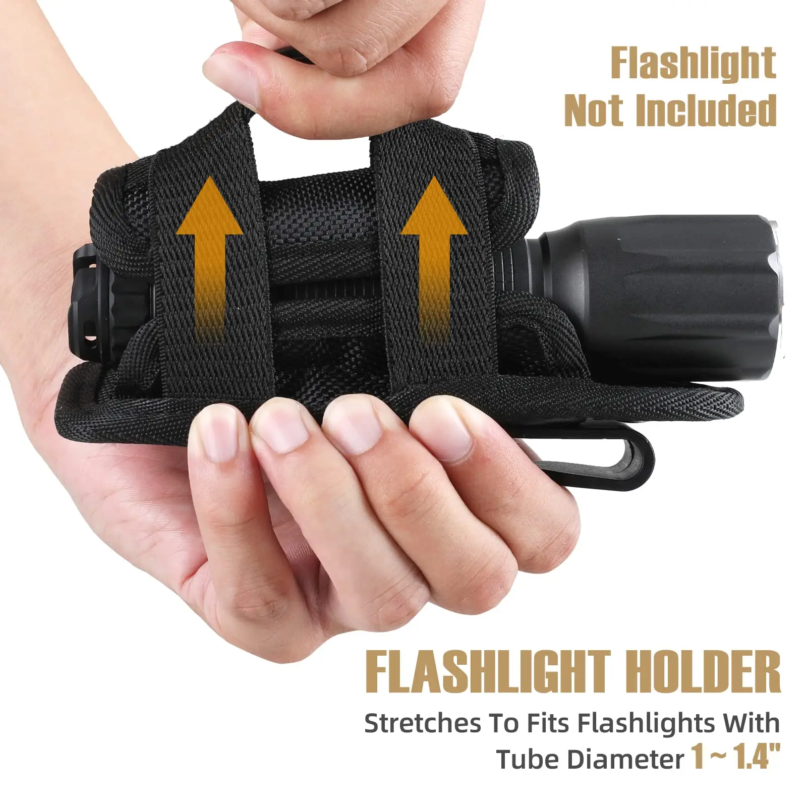 Tactical Flashlight Pouch Holster, Rotatable Holder Belt Clip Tactical Torch Carry Case with 360 Degree Carabiner Reel Clip - Image 6