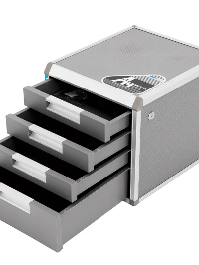 File Storage Cabinet with Lockable Drawers, File Cabinet with 4 Drawers, Document Storage Box for Offices 12.4*13.8*11.7 Inches