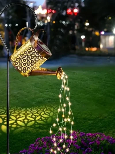 Metal Lantern Solar Watering Can Light - Outdoor Waterproof Shower Lights