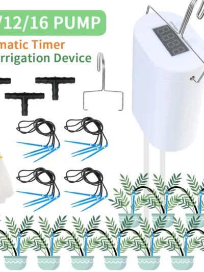 Automatic Plant Flower Watering Pump Home Sprinkler Drip Irrigation Device 2/4/8/16 Heads Pump Timer System