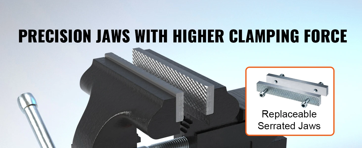 SucceBuy Bench Vise 4.5" 6" 6.5" Multipurpose, Swivel Base & Anvil Heavy Duty Cast Iron - Image 15