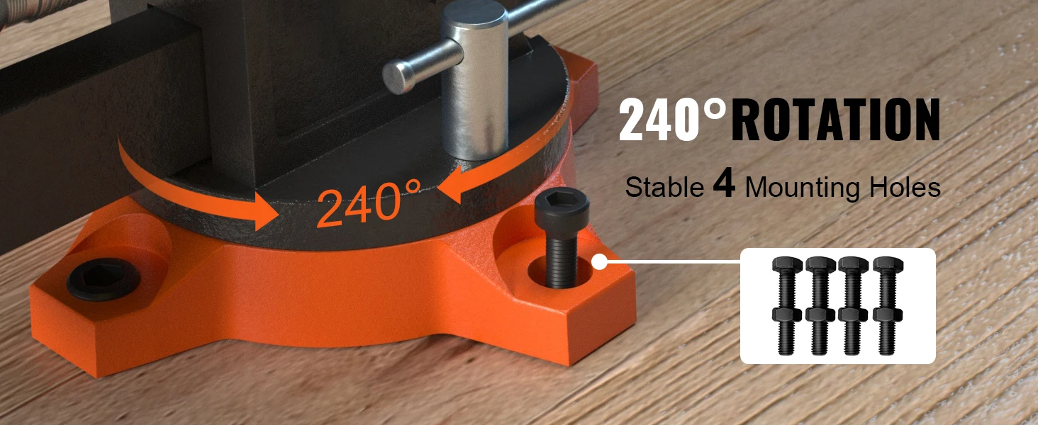 SucceBuy Bench Vise 4.5" 6" 6.5" Multipurpose, Swivel Base & Anvil Heavy Duty Cast Iron - Image 12