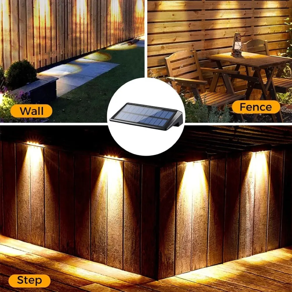 2 Pack Solar Wall Lights 4 LED Solar Fence Lights Outdoor Waterproof Solar Deck Lights Wall Lights for Fence Post Yard Pathway - Image 6