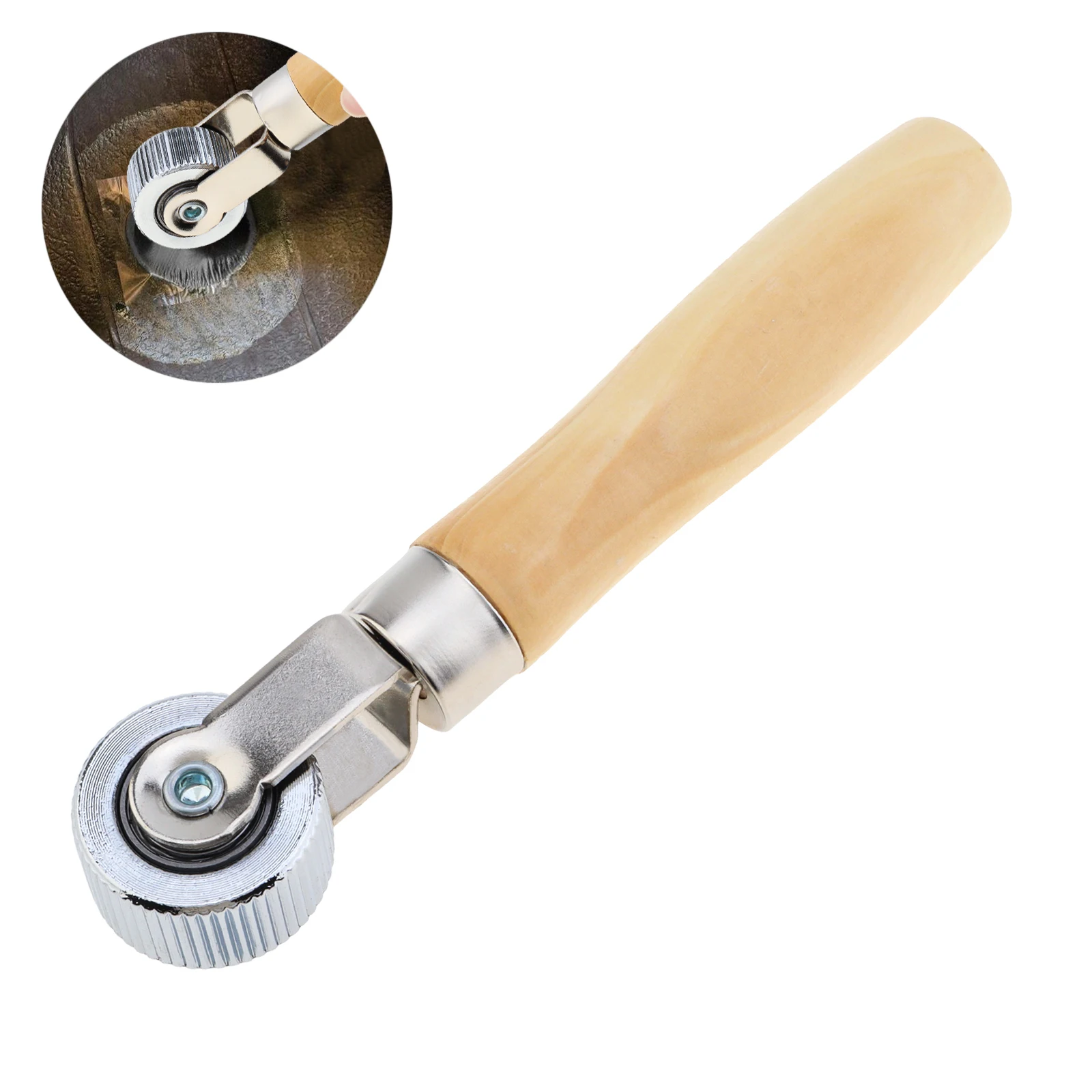 7 inch Tire Patch Roller Anti Slip Solid Wood Handle Roller Tool for Car / Motorcycle / Bicycle