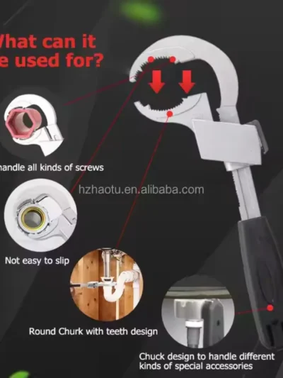 Universal Adjustable Double-ended Wrench Multifunctional Bath Wrench Aluminium Alloy Open End Spanner