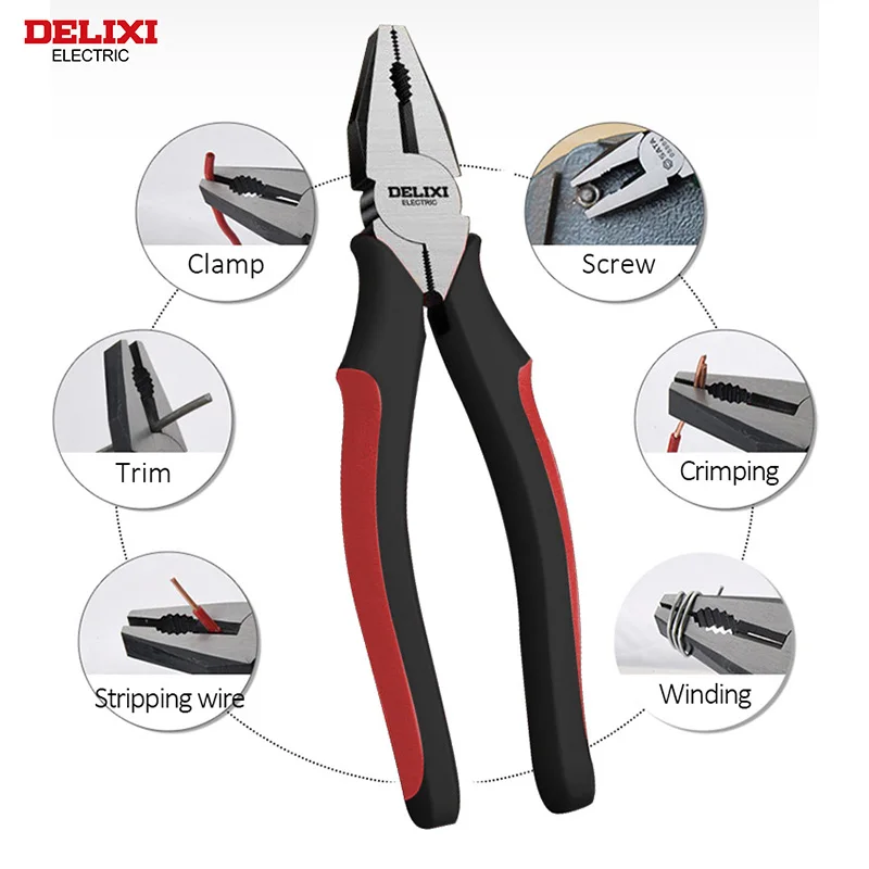DELIXI ELECTRIC Wire Pliers,Sharp Large Opening Diagonal Pliers Needle Nose Pliers,for Cutting,Twisting and Clamping MetalWires - Image 2