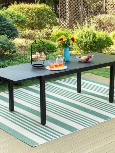 Expandable Patio Dining Table, Extra Large 99.2 L x 35.5 W Outdoor Dining Table for 6-10 Person Metal