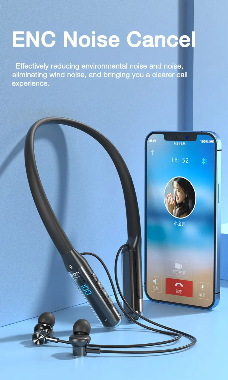 EARDECO 80 Hours Endurance Bluetooth Headphone with Microphone Wireless Headphones Bass Stereo Neckband Earphones Bluetooth 5.3 - Image 20