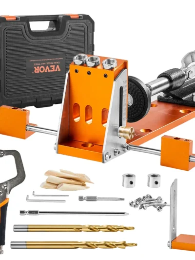 VEVOR 30 Pcs Pocket Hole Jig Kit Adjustable & Easy to Use Pocket Hole Jig System with Step Drills Wrenches Drill Stop Rings