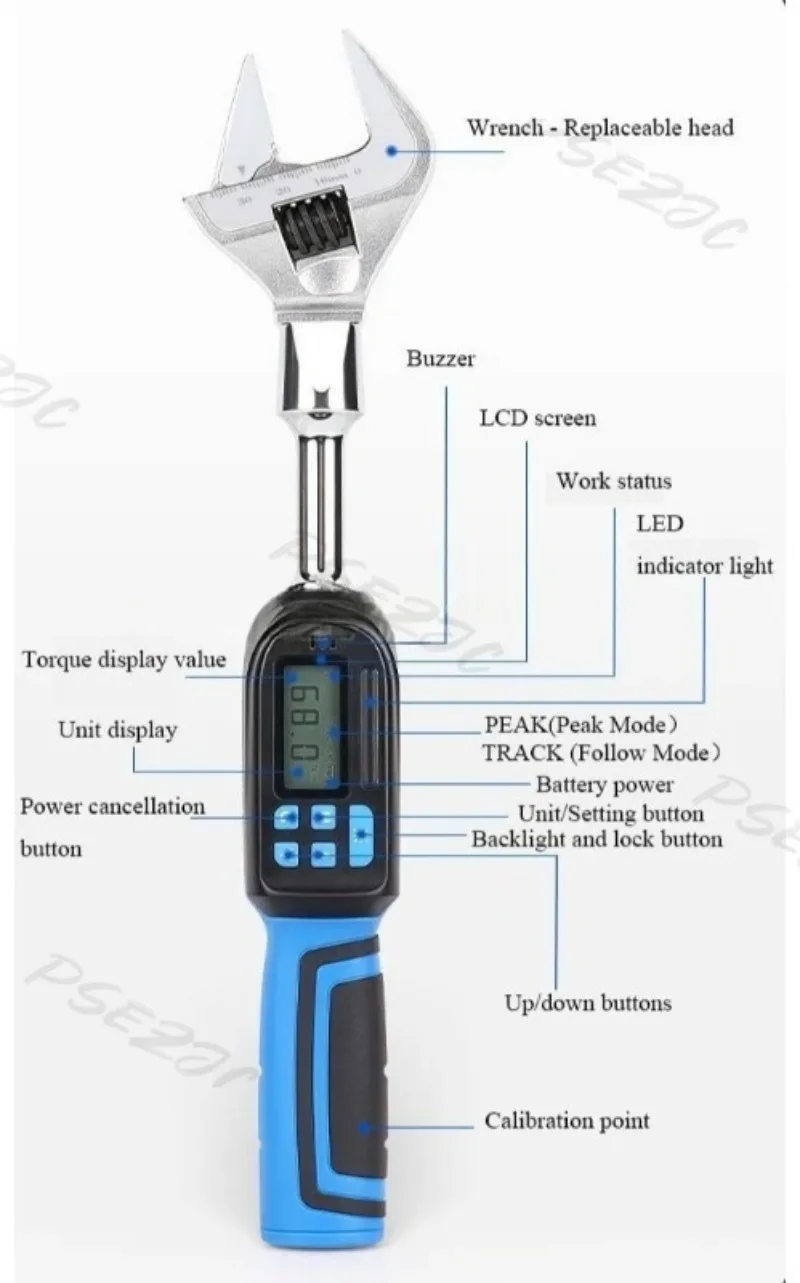 ± 2% High-precision Interchangeable Head Digital Torque Wrench Preset Torque Ratchet Wrench Four Mode Conversion - Image 13