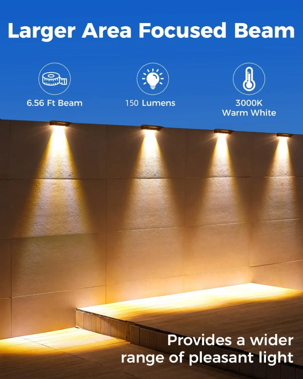 2 Pack Solar Wall Lights 4 LED Solar Fence Lights Outdoor Waterproof Solar Deck Lights Wall Lights for Fence Post Yard Pathway - Image 11