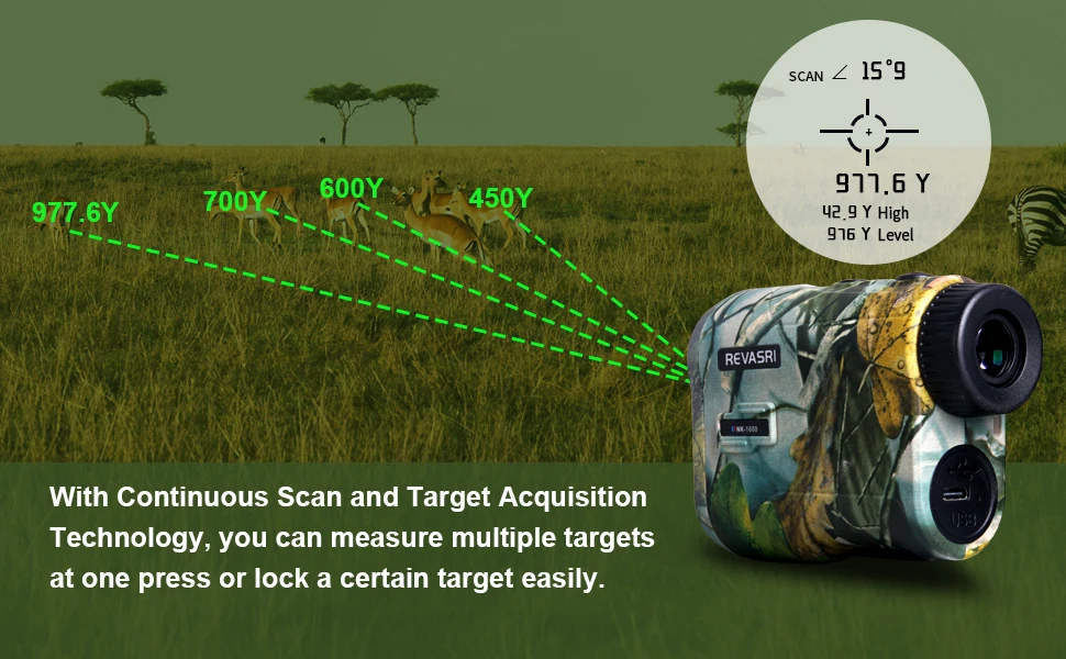 REVASRI Hunting Laser Rangefinder 1000 Yards with Rechargeable Battery Hunting Range Finder with Target Acquisition Technology E - Image 10