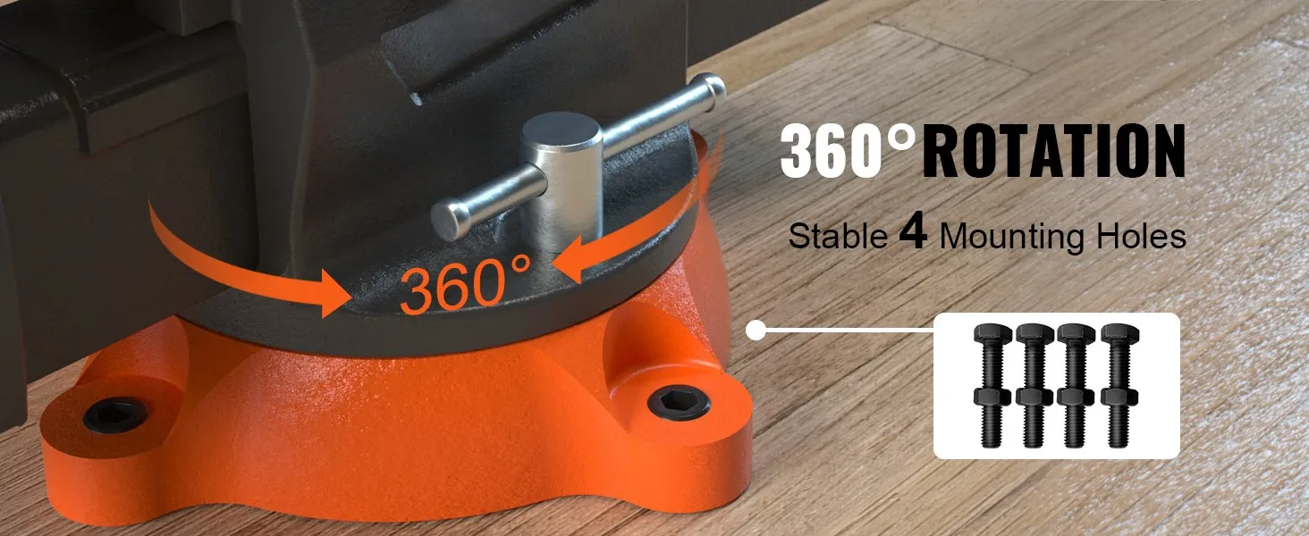 SucceBuy Bench Vise 4.5" 6" 6.5" Multipurpose, Swivel Base & Anvil Heavy Duty Cast Iron - Image 13