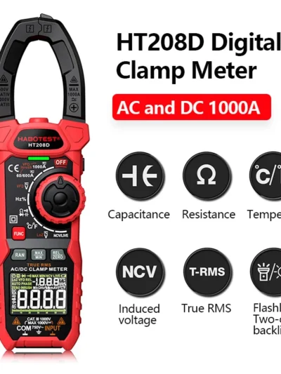 HT208A/D AC/DC Digital Clamp Meter Meter Multimeter Pinza Amperimetrica True RMS High Precision Capacitance NCV Ohm Hz Tester