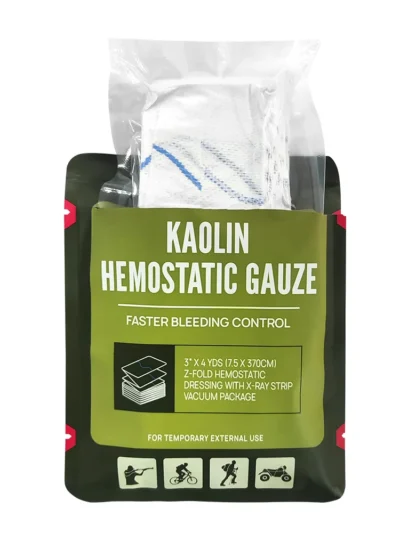 Hemostatic Kaolin Gauze Combat Emergency Trauma Z-Fold Soluble For Ifak Tactical First Aid Kit Wound Dressing
