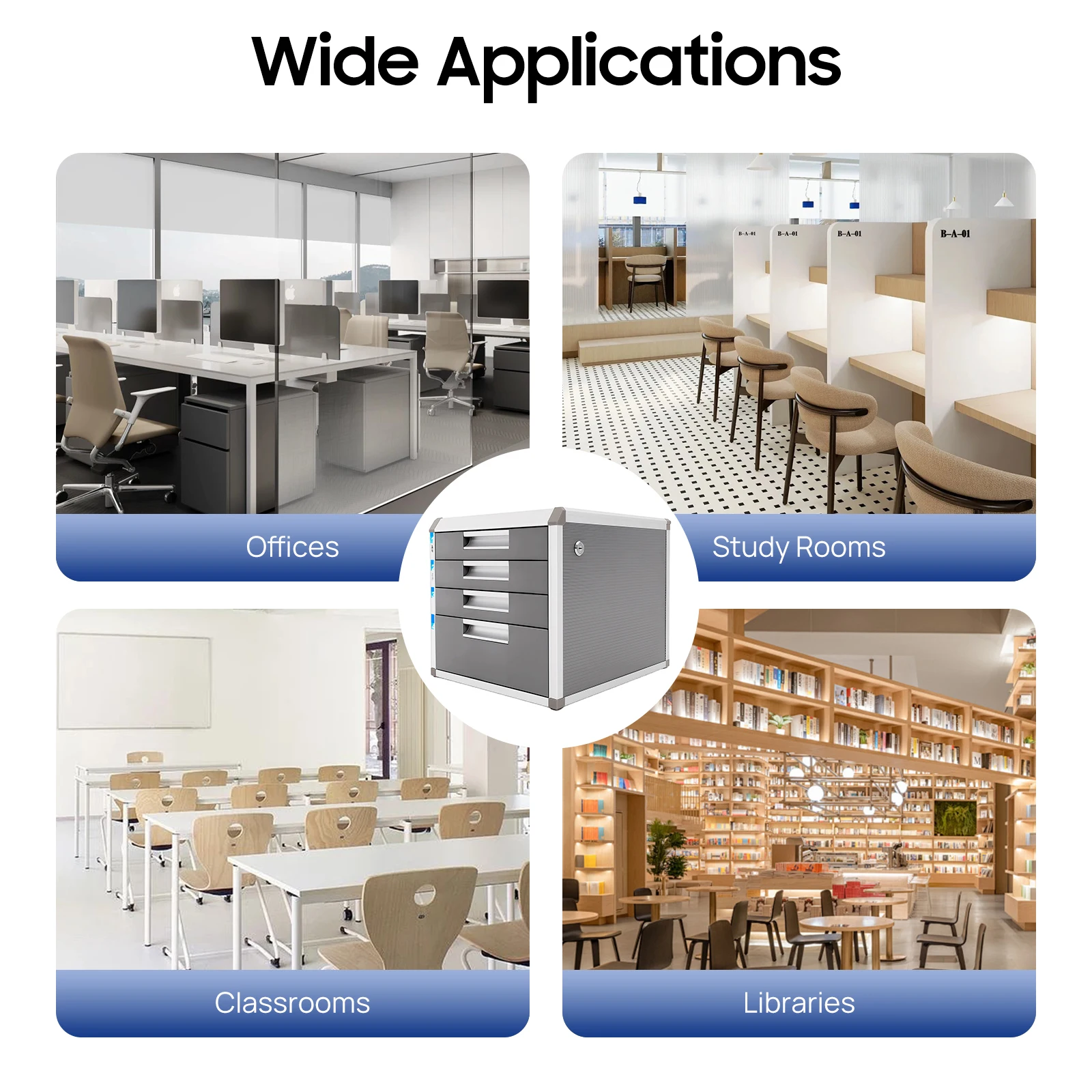 File Storage Cabinet with Lockable Drawers, File Cabinet with 4 Drawers, Document Storage Box for Offices 12.4*13.8*11.7 Inches - Image 6