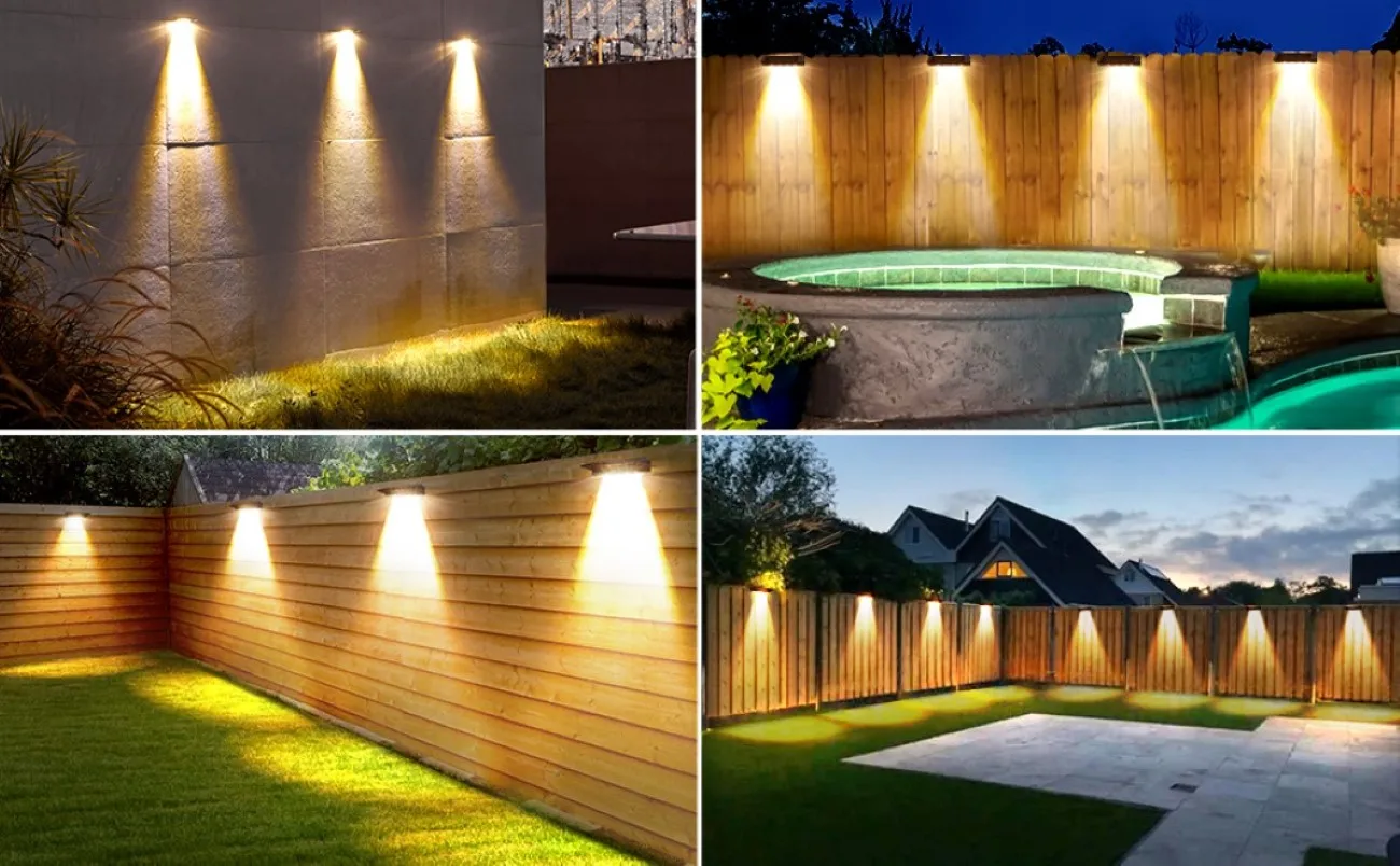 2 Pack Solar Wall Lights 4 LED Solar Fence Lights Outdoor Waterproof Solar Deck Lights Wall Lights for Fence Post Yard Pathway - Image 22