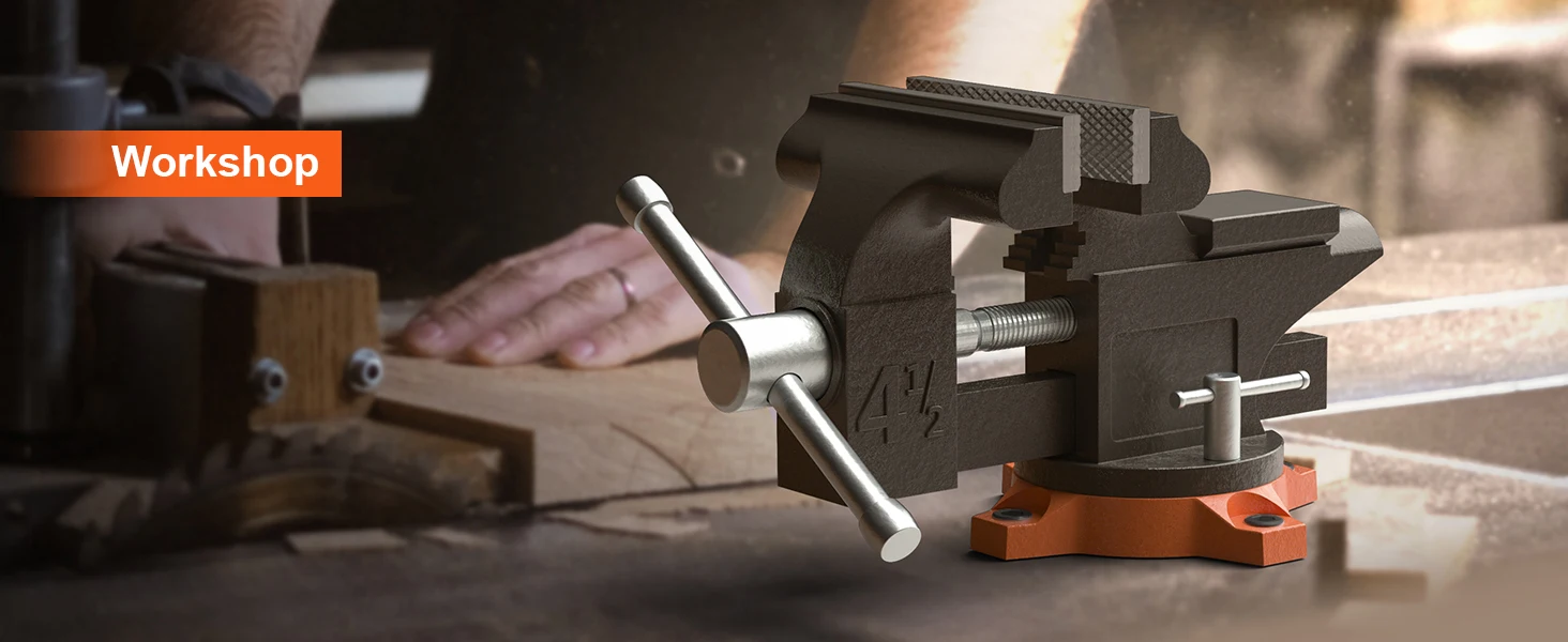 SucceBuy Bench Vise 4.5" 6" 6.5" Multipurpose, Swivel Base & Anvil Heavy Duty Cast Iron - Image 18