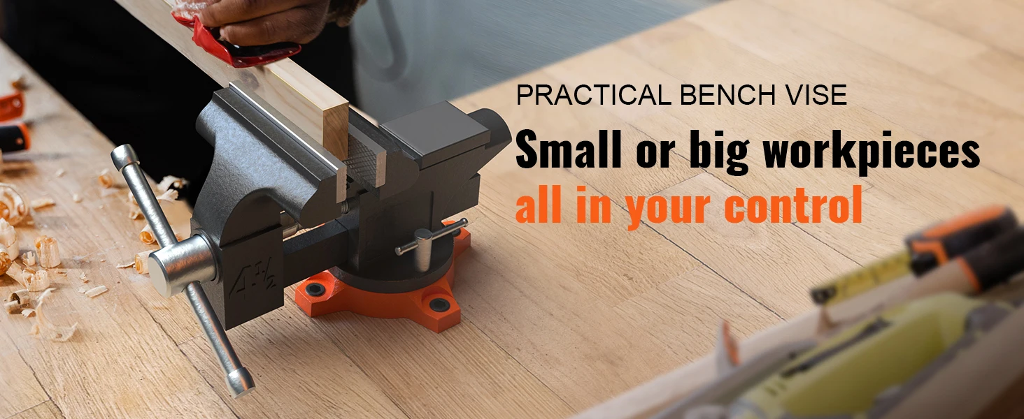SucceBuy Bench Vise 4.5" 6" 6.5" Multipurpose, Swivel Base & Anvil Heavy Duty Cast Iron - Image 11