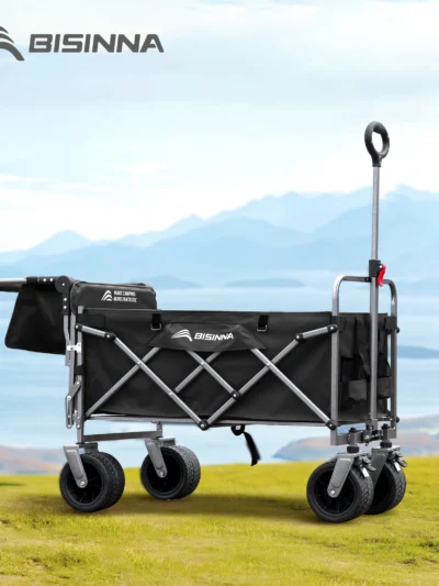 BISINNA Camping Wagon Cart Folding Utility Heavy Duty Large Capacity Trolley Outdoor Shopping Picnic Collapsible Hand Truck