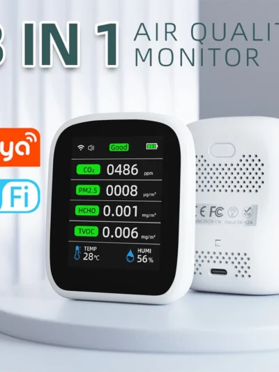 Tuya WIFI 8 In 1 Air Quality Monitor CO2 HCHO TVOC PM1.0 PM2.5 PM10 Tester Temperature Humidity Meter Carbon Dioxide Detector