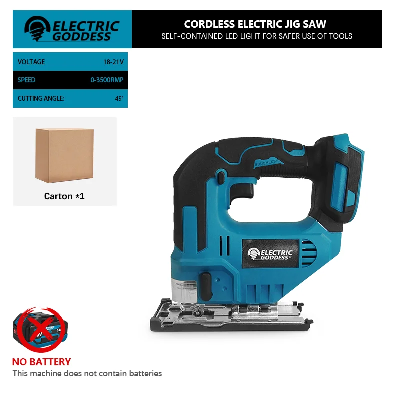 EG 3500RPM Cordless Electric Curved Saw 750W Rechargeable Electric Jig Saw Woodworking Cutting Power Tool for Makita 18V Battery - Image 7