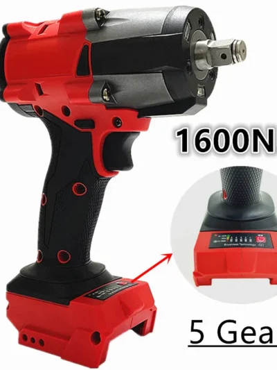 For Milwaukee 18V Battery 1600N.m Brushless Electric Wrench Impact Wrench 5 Gears Cordless Driver Car Truck Repair Power Tools