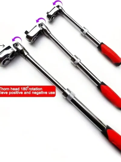 1pc 72-Tooth Ratchet Wrench Retractable, 1/4 1/2 3/8inch, Auto Repair,Quick Release Spanner