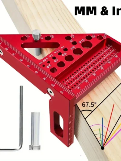 3D Multi-Angle Measuring Ruler, 45/90 Degree Woodworking Aluminum/plastic Square Protractor,Triangle Ruler Layout Measuring Tool