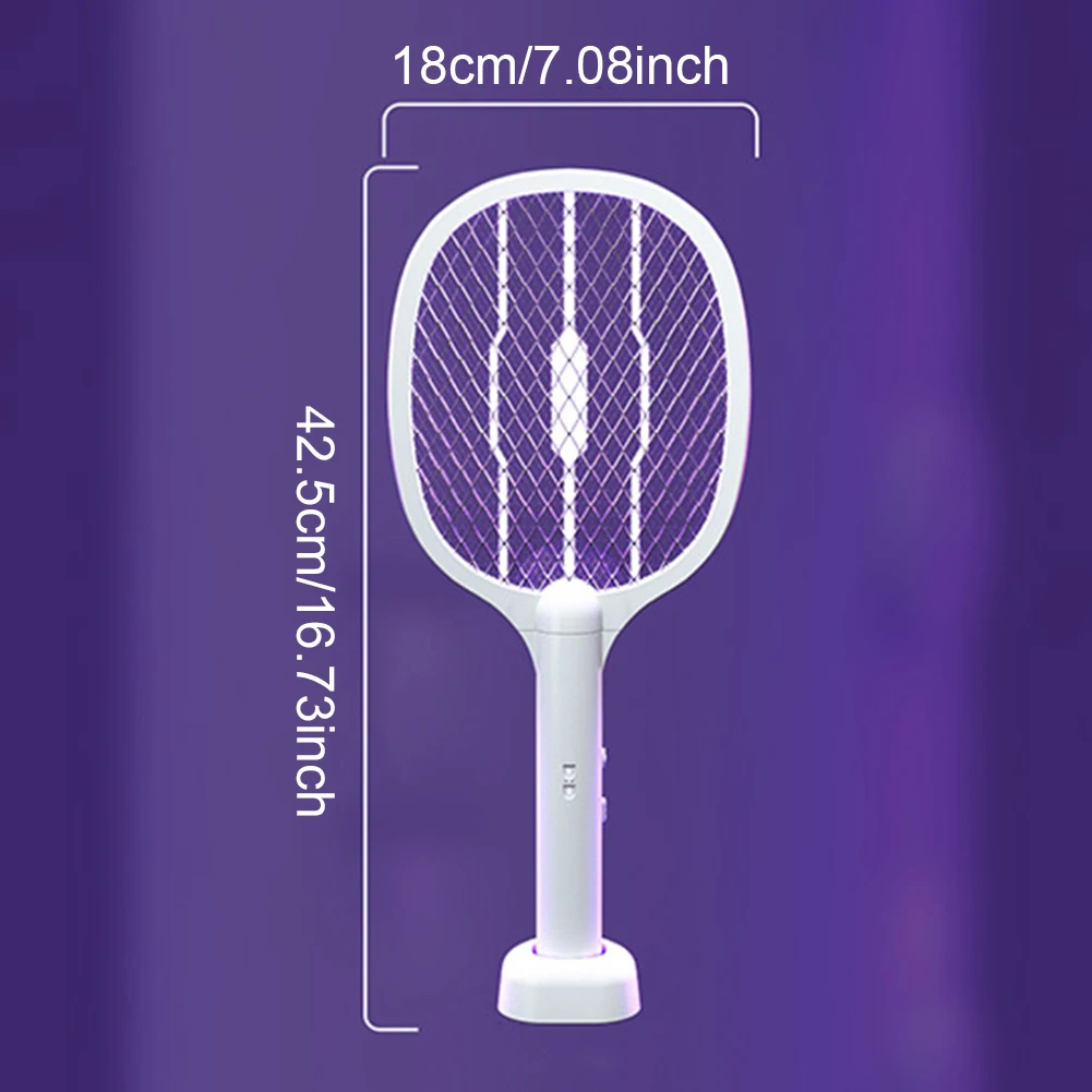 Handheld Electric Fly Swatter 3000V Bug Zapper Racket 2 in 1 Fly Swatter with USB Rechargeable Mosquito Killer Lamp - Image 6